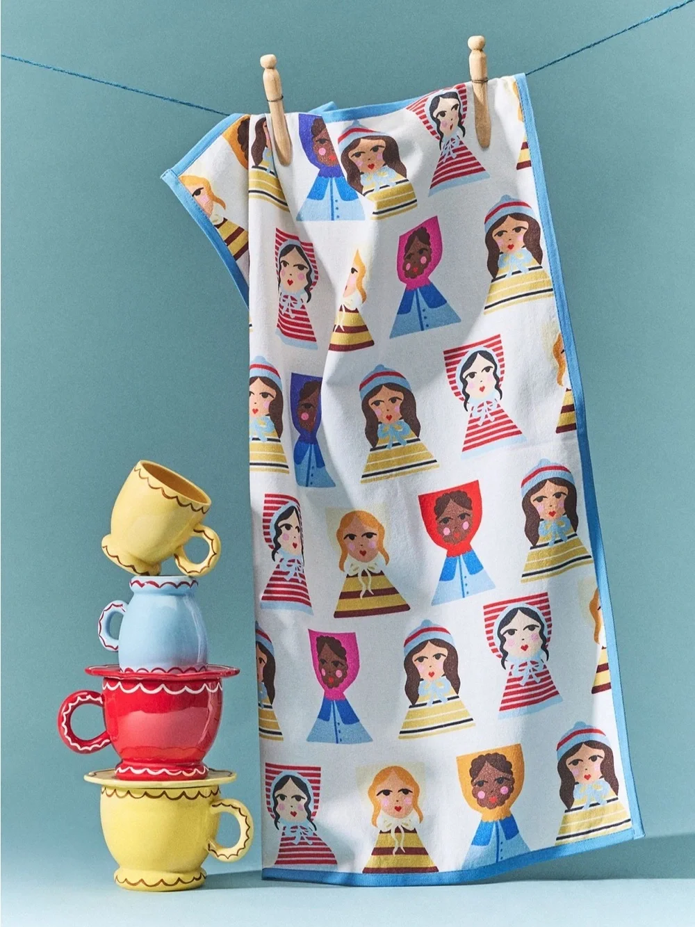 NWT Anthropologie Damson Madder Doll Dish Towel in Multi